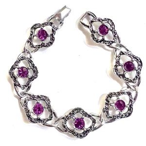 Vintage Bracelet Sarah Coventry Pink Rhinestone Bangle Retro Jewelry